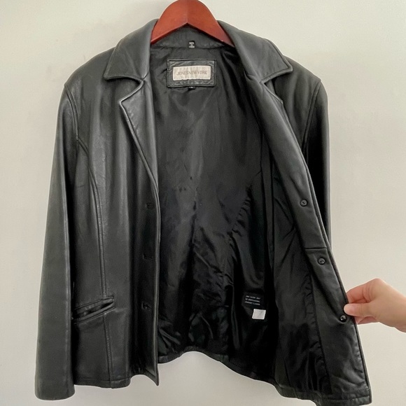 Vintage Leather Black Blazer Trench Jacket Buttery Soft - Picture 9 of 15